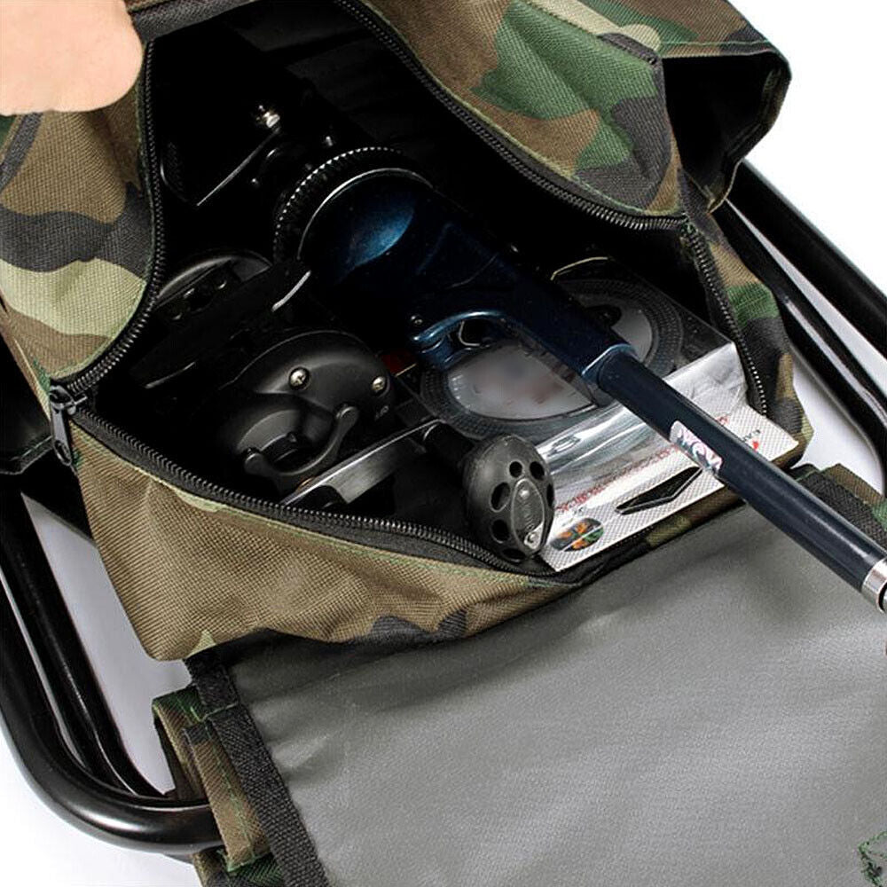 2in1 Oxford Fishing Tackle Backpack Bag,Camping Hiking Foldable Stool Seat Chair