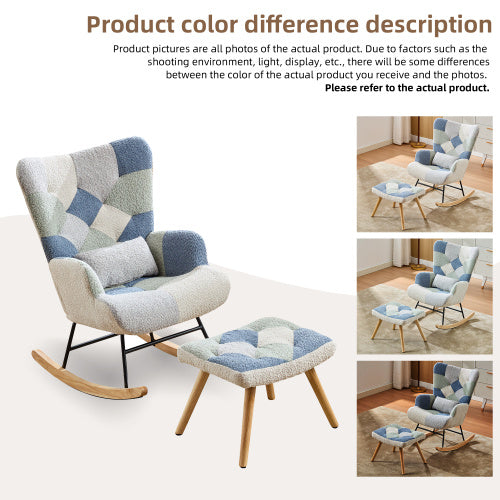 Rocking Chairs For Adults, Tteddy Rocking Chair Relaxing Recliner Chair With Solid Wood Legs High Back Lounge Chairs For Balcony Living Room Bedroom