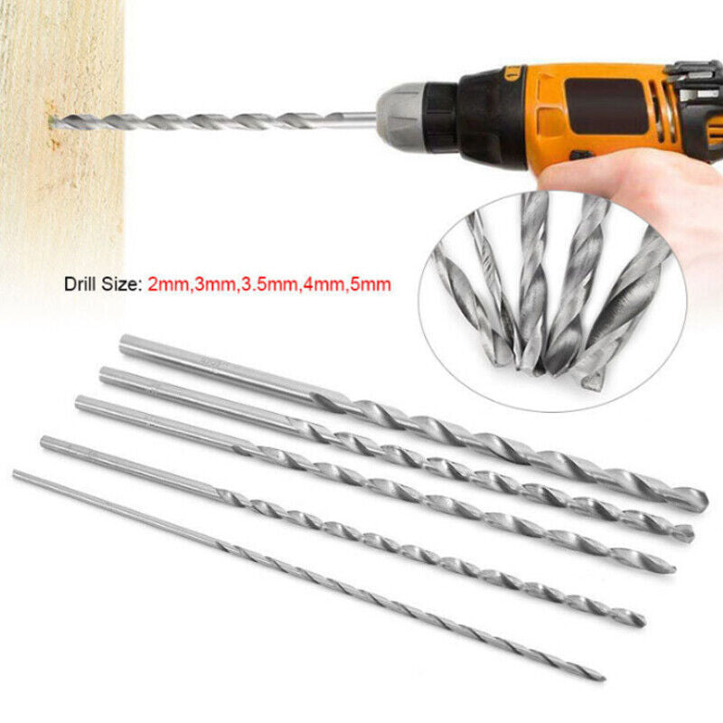 5PC 160MM Extra Long Wood Metal Drill Bit Set Brad Point 2mm 3mm 3.5mm 4mm 5mm