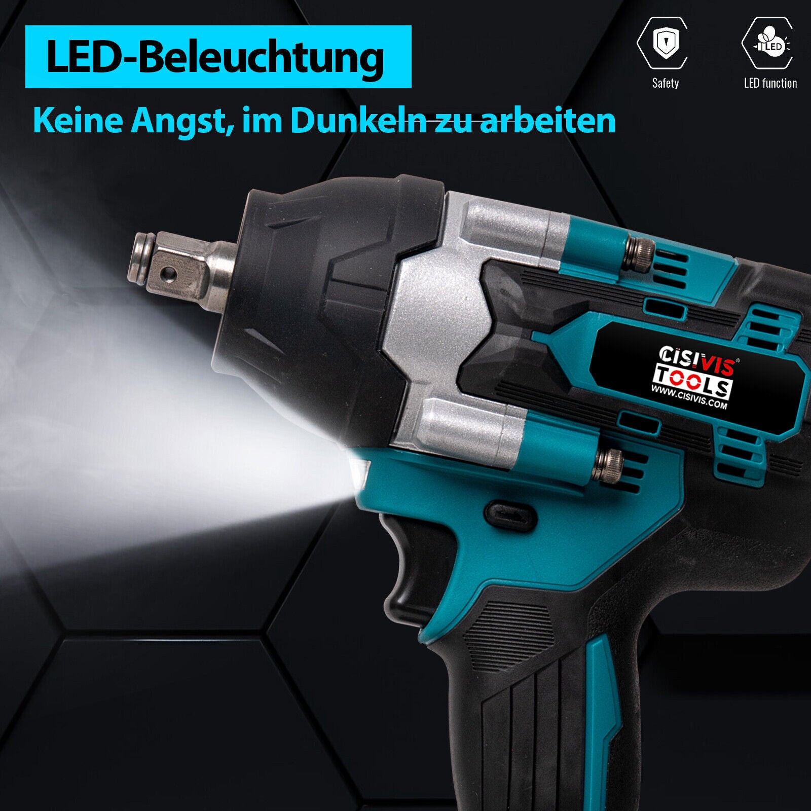 2000Nm 1-2 Cordless Electric Impact Wrench Drill Ratchet Driver For 18V