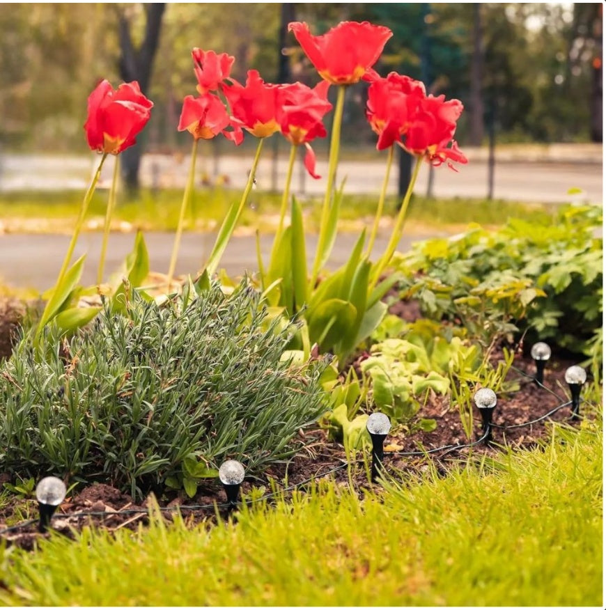 Solar LED Stake Lights Multi Coloured 20 Ball Garden Path Lighting Patio Outdoor